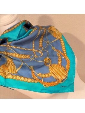 Codello pure silk scarf, square, beautiful colors and design. Size 20.5 " Rare.